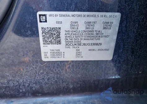 2018 Chevrolet Silverado K1500 Ltz from USA, damaged, VIN 3GCUKSEJ8JG330829